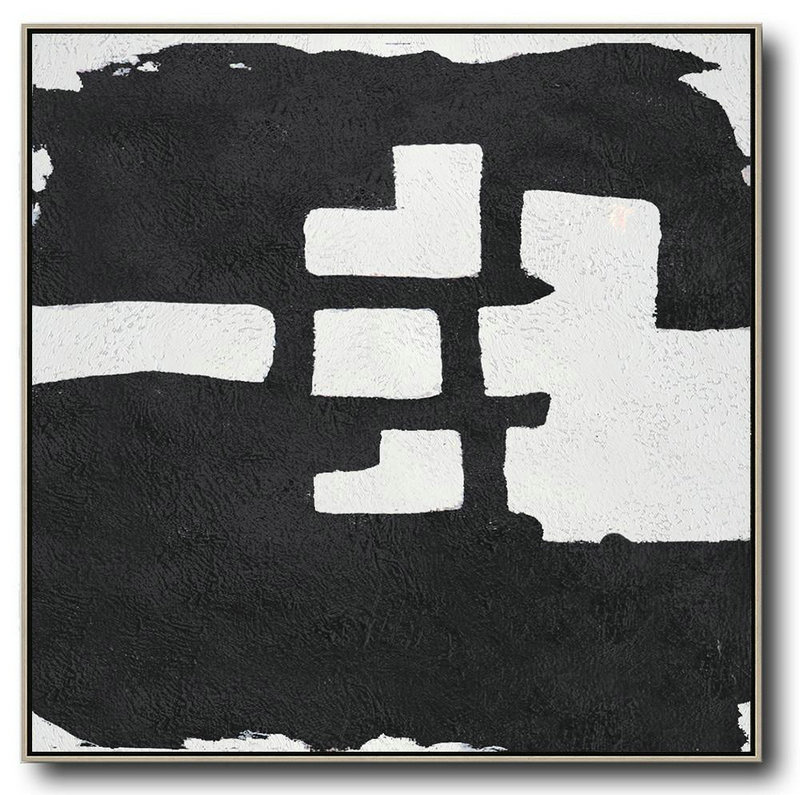 Original Extra Large Wall Art,Oversized Minimal Black And White Painting - Large Canvas Art